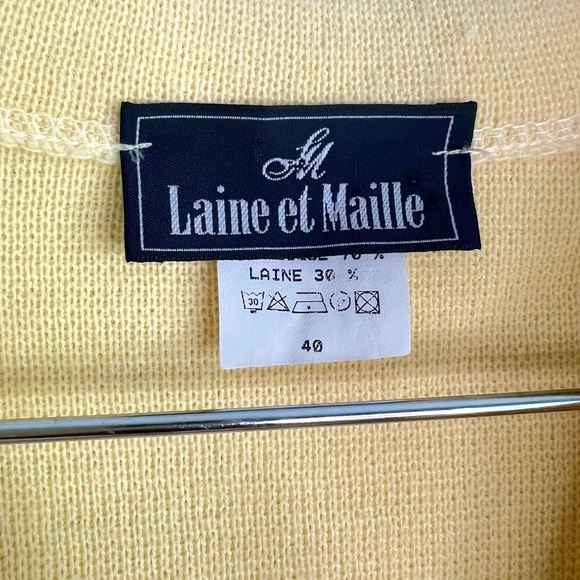 LAINE ET MAILLE VINTAGE OVERSIZED CARDIGAN  WOOL BUTTON DOWN SWEATER GOLD BUTTON - Picture 8 of 12